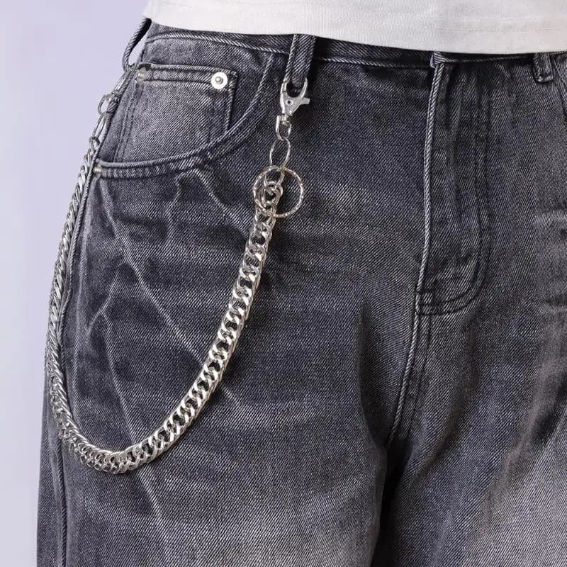 Multi-layer Long Metal Belt Chain Rock Punk Hook Trousers Pant Waist Link Metal Wallet Chain Keychain Ring Clip Keyring【JYA1】
