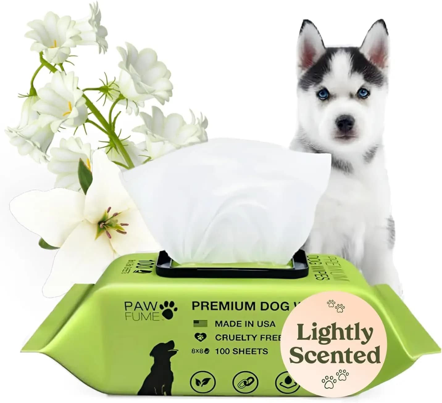 Salviette per Animali Domestici (100 Pezzi) – Ipoallergeniche, Delicate per Occhi e Zampe, Rimuovi Macchie di Lacrime, Salviette Deodoranti per la Toelettatura di Cani e Gatti