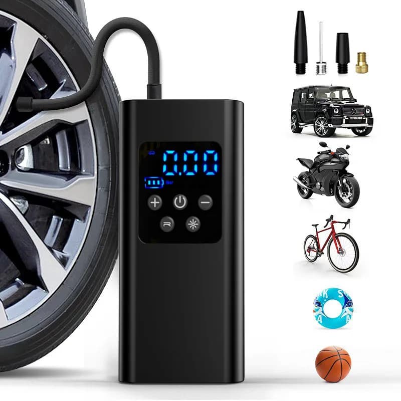 Gonfiatore per Pneumatici Auto Multiuso - Pompa Portatile ad Alta Potenza con Power Bank per Biciclette e Veicoli Elettrici
