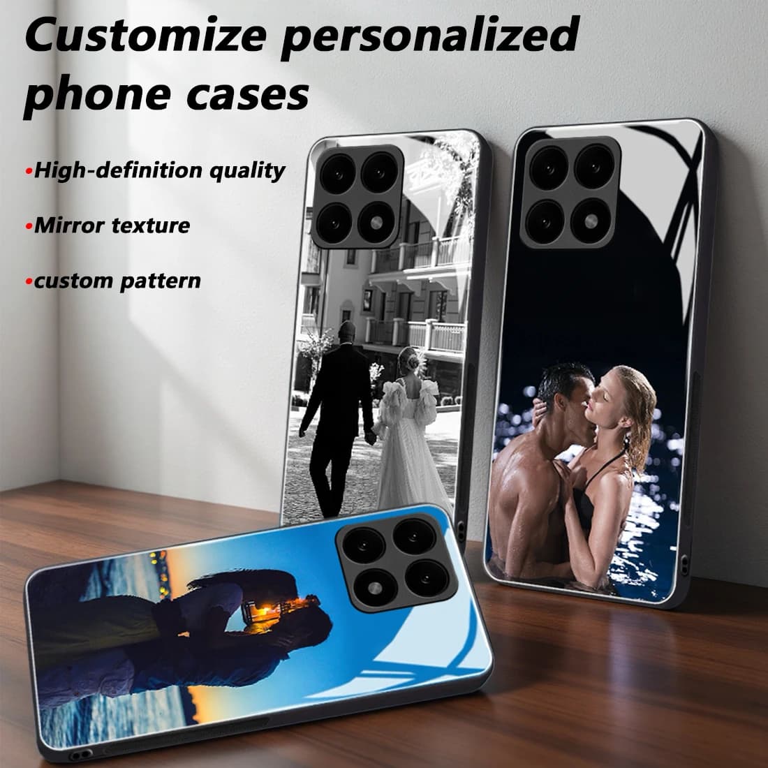 Glass phone case with customized photo mirror for Honor X9/X8/X7/X6/X5/A/B/C/D/4G/5G/Smart/Plus