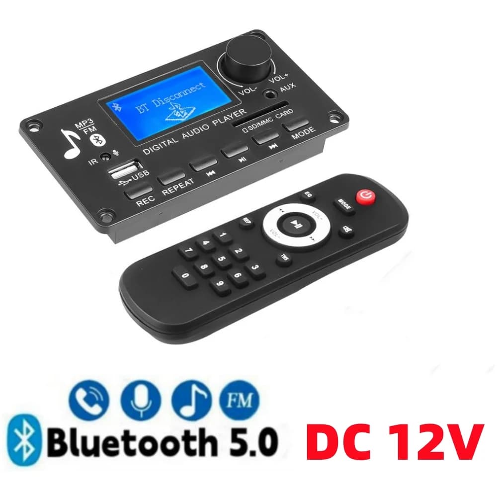KEBIDU Amplificatore 80W Bluetooth 5.0, Scheda Decoder MP3 WAV, Modulo Lettore MP3 per Auto con Controllo Volume, Radio FM, AUX, USB, Registrazione