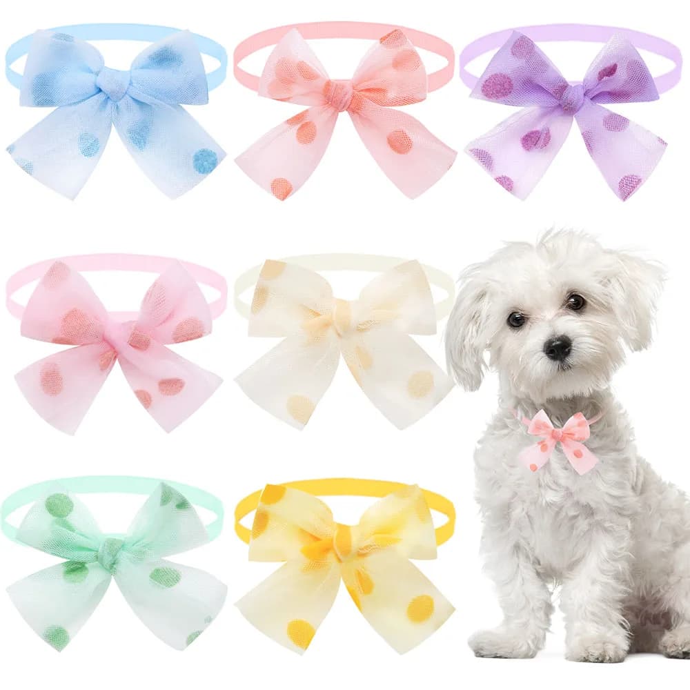 10 pezzi papillon per cani in pizzo regolabile stile a pois colore caramella papillon per cani collari accessori per toelettatura animali domestici per cani e gatti