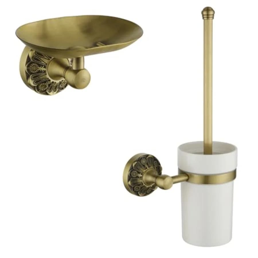 Set di accessori da bagno in ottone: Porta scopino e portasapone