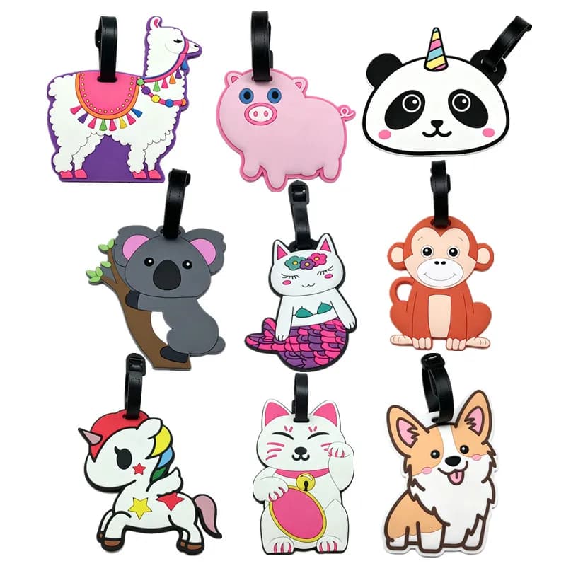 Etichette per Bagagli a Forma di Scimmia, Koala e Gatto, Accessori da Viaggio, Porta ID e Indirizzo in Silicone, Etichetta Portatile per Bagagli e Cani