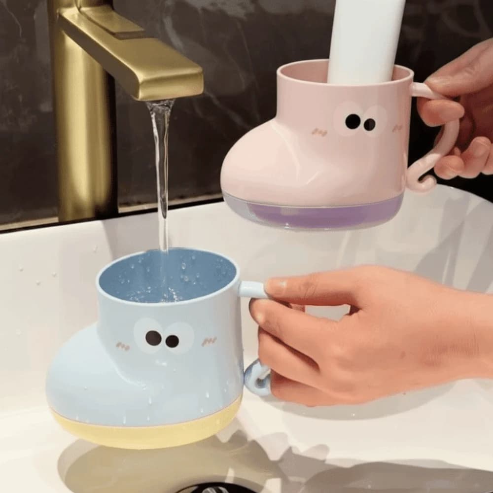 Cartoon Design Cute Shoe Shape Brush Cup Toilet Cup Patchwork Couple Toothbrush Cup Plastic Children Boot Mouthwash Cup Home Use