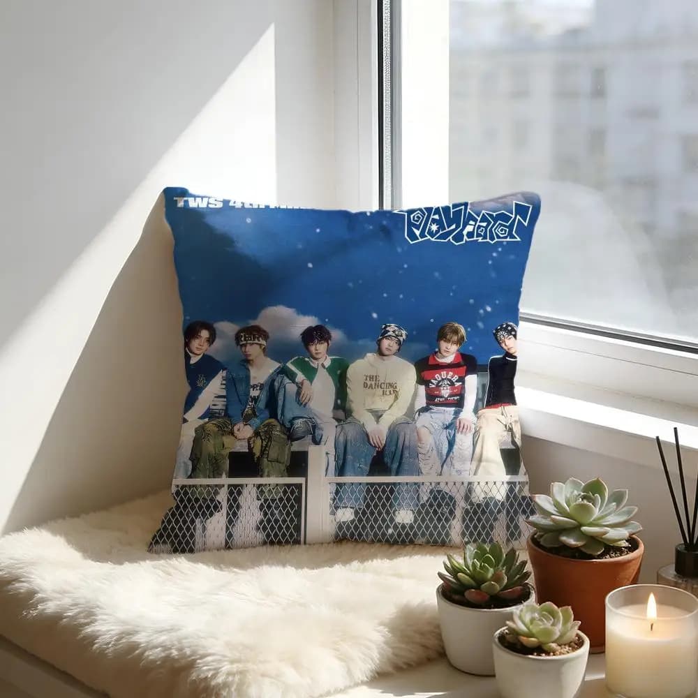 KPOP TWS Album cushion cover, cozy velvet cushion, soft and warm for sofa and bed
