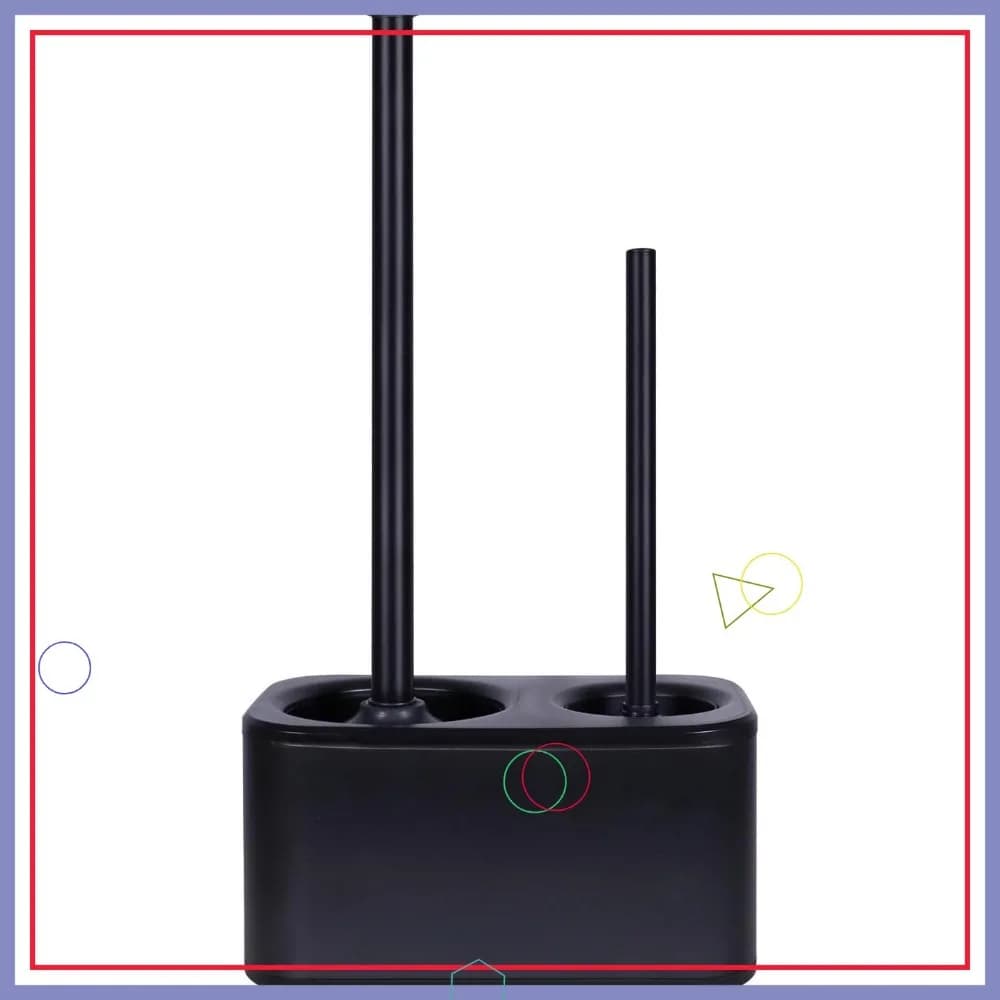 Set Spazzola WC e Sturalavandini Neri con Supporto, Elegante Combo di Accessori Moderni per il Bagno