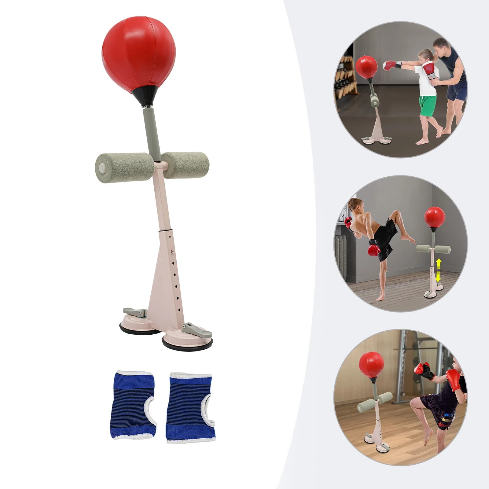 Adjustable Boxing Ball Punching Bag with Stand 6 Gears Height Settings Heavy Duty Punching Equipment Includes Gloves for Teens & Adults Home Gym