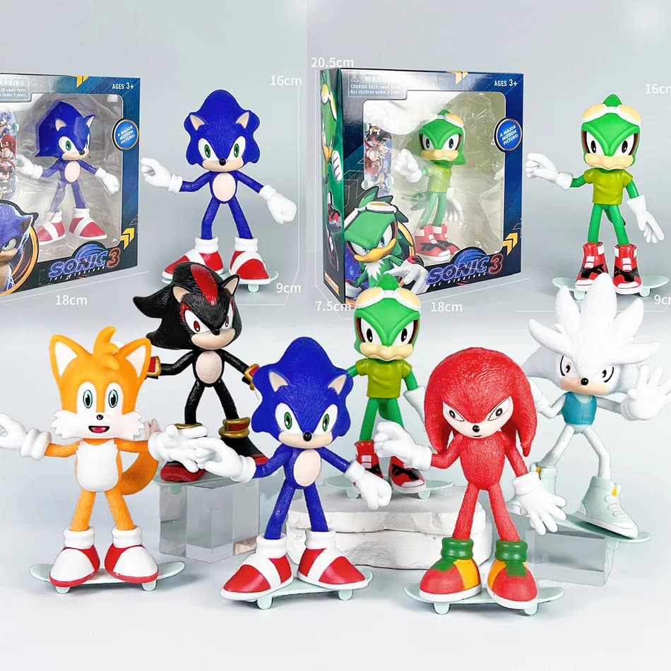 Nuove 6 Statuette di Personaggi di Gioco Super Sonic, Topo Volante in PVC, Figurine Anime Shatner Cruise, Ornamenti da Scrivania Trendy, Giocattoli Regalo