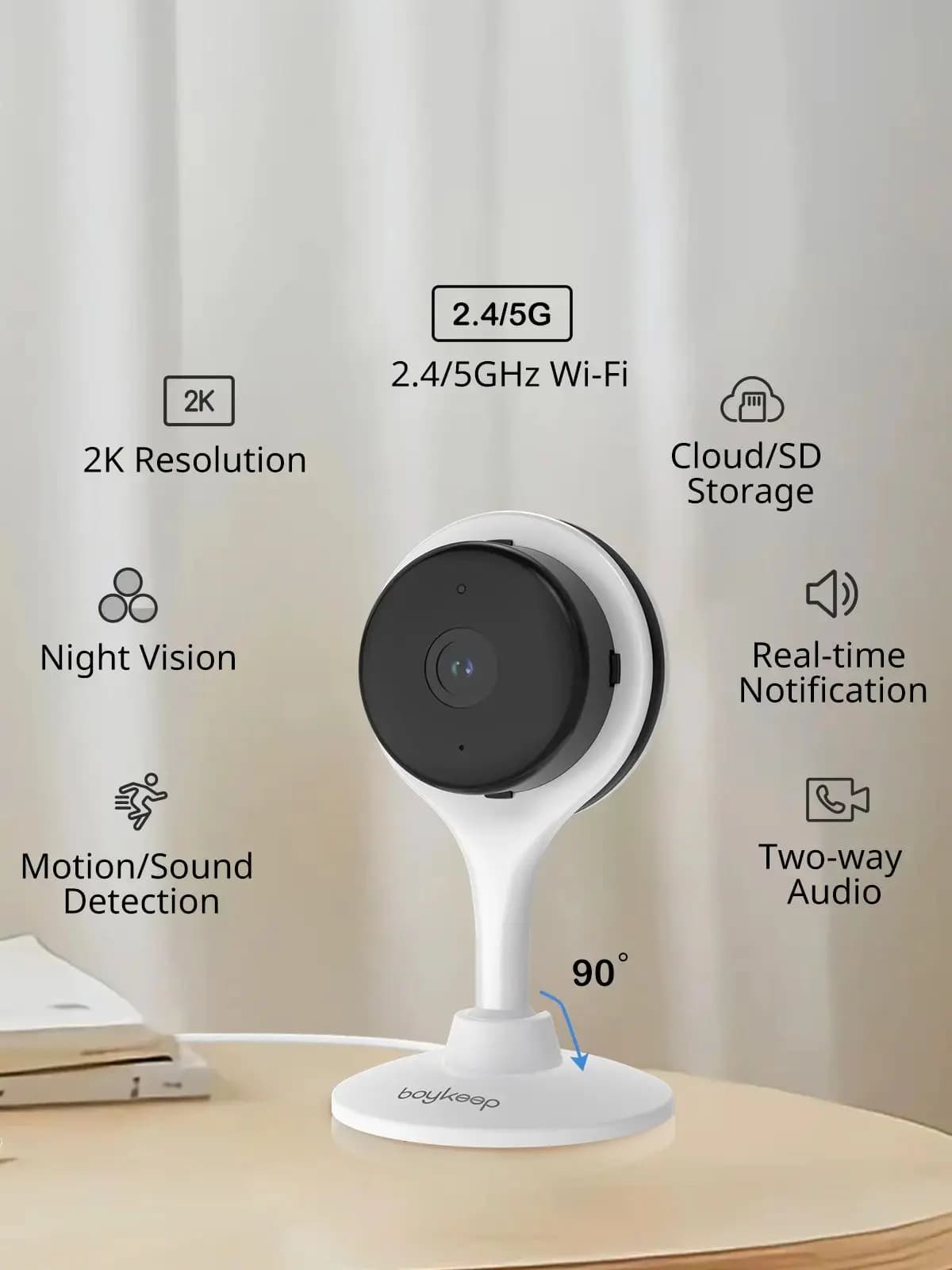 Boykeep 2K 5G/2.4GHz telecamera di sicurezza per interni wi-fi, fotocamera per Baby/Elder/Dog/Pet con app per telefono, telecamera per Baby Monitor Audio a 2 vie