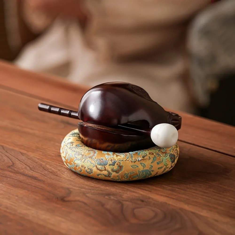 Nepalese Singing Bowl Mat Brocade Non Slip Sound Copper Out Mat Traditional Donut Shape Wooden Fish Coaster Yoga