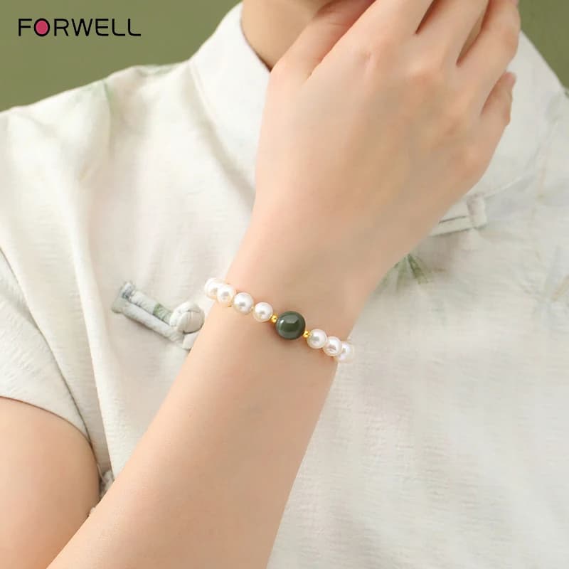 FORWELL Jade Bracelet Hetian with Freshwater Pearls High-end Valentine's Gift Squires refined luxury fashion jewelry