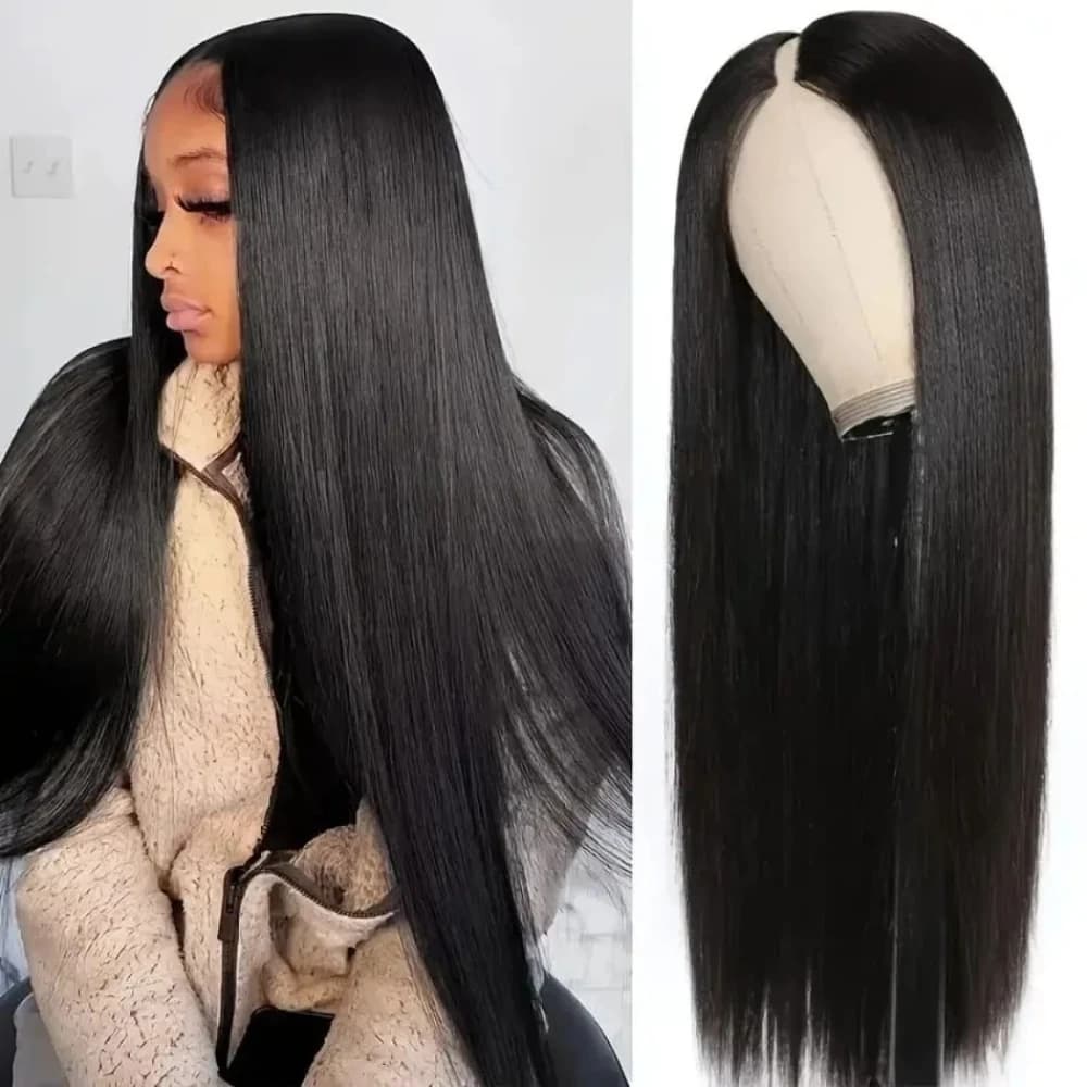 16-32 Inch Bone Straight V Part Brazilian Remy Human Hair Wig Glueless No Leave Out Ready To Wear Drawstring Clip In Wigs For Black Women
