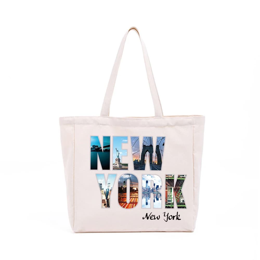 Borsa Tote 34*31*12 Riutilizzabile in Tela di New York, Borsa per la Spesa in Calico, Borsa in Tessuto