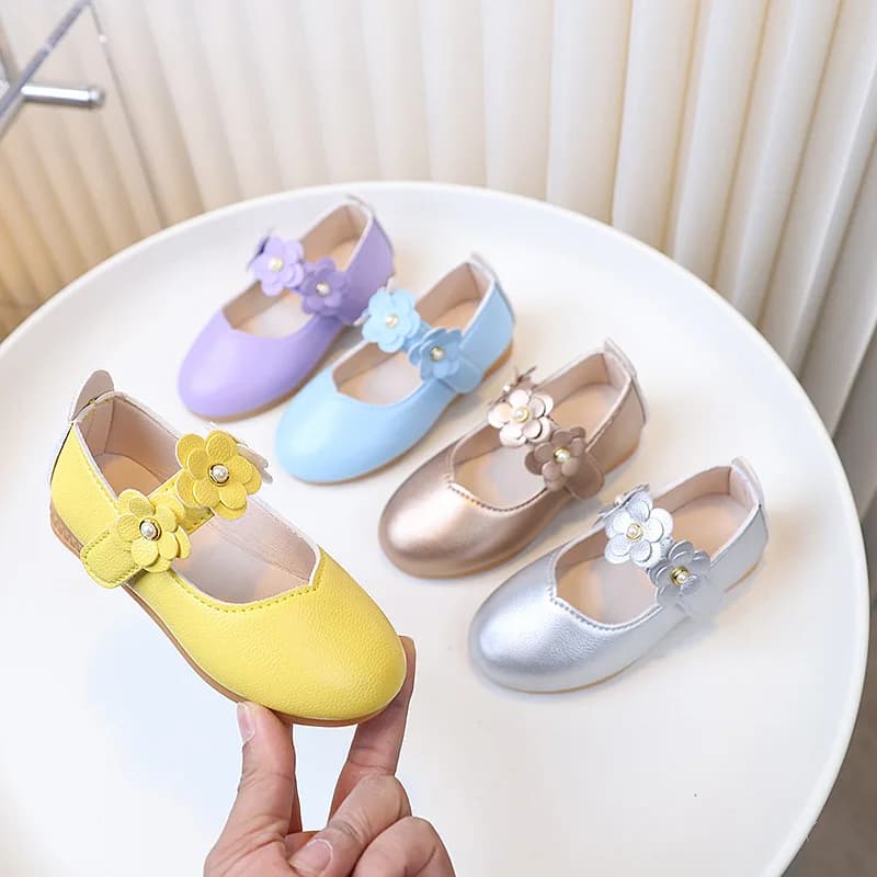 New Princess Shoes for Girls, PU Leather Footwear for All Seasons, Student Casual Shoes, Ceremony Shoes and Kids Dance