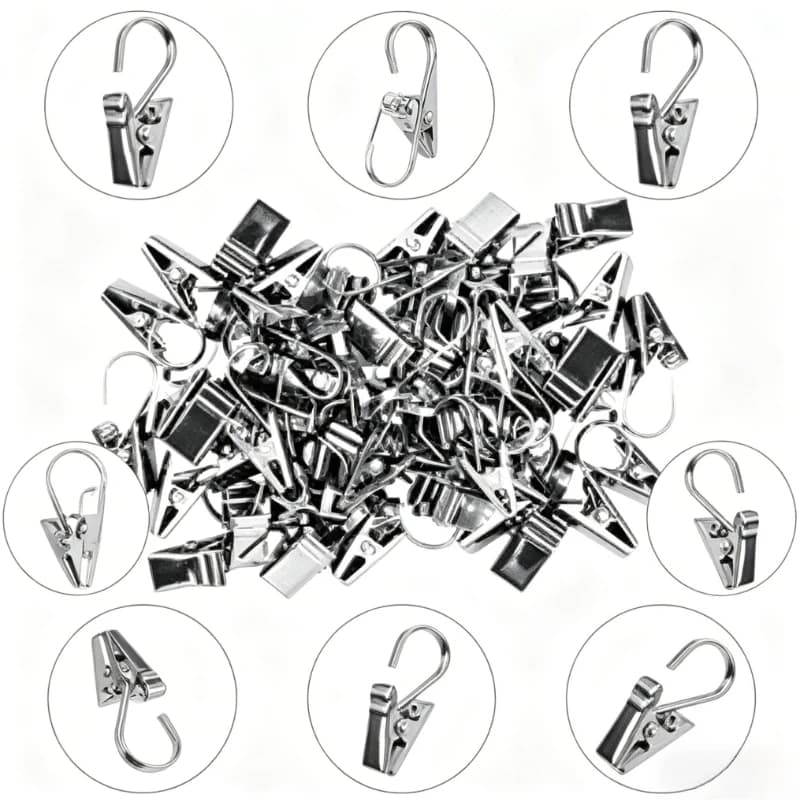 10/20PCS Stainless Steel Curtain Clip Hooks Heavy Duty Hanging Clips for Window Shower Drapes Home Decoration Accessories
