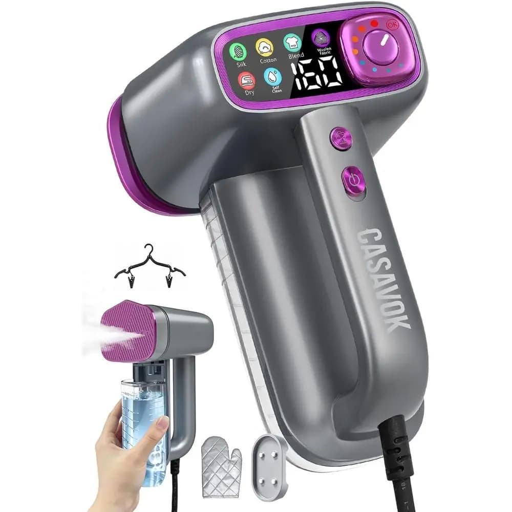 Portable 2-in-1 Steamer and Iron with 160ml Tank and Dual-Layer Heated Plate for Clothes