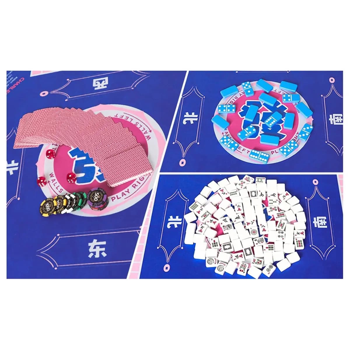 update. Blue Mahjong Learning Mat 35" X 35" with Bag, Anti-Slip Noise-Reducing Table Cover for Tile & Card Games