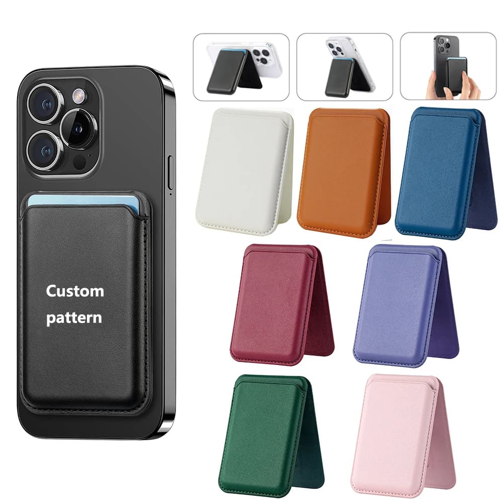 Aggiorna la stampa del logo magnetico Custodia a portafoglio personalizzata per MagSafe iPhone11 13 14 12 Porta carte Immagine Cover personalizzata fai da te