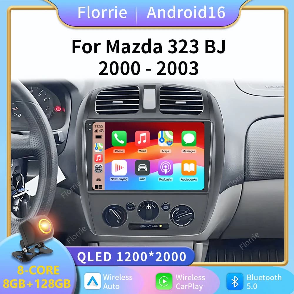 Car Radio Video Audio Multimedia Player for Mazda 323 BJ 2000 - 2003 Wireless CarPlay DSP Stereo GPS Navigation Split Screen BT