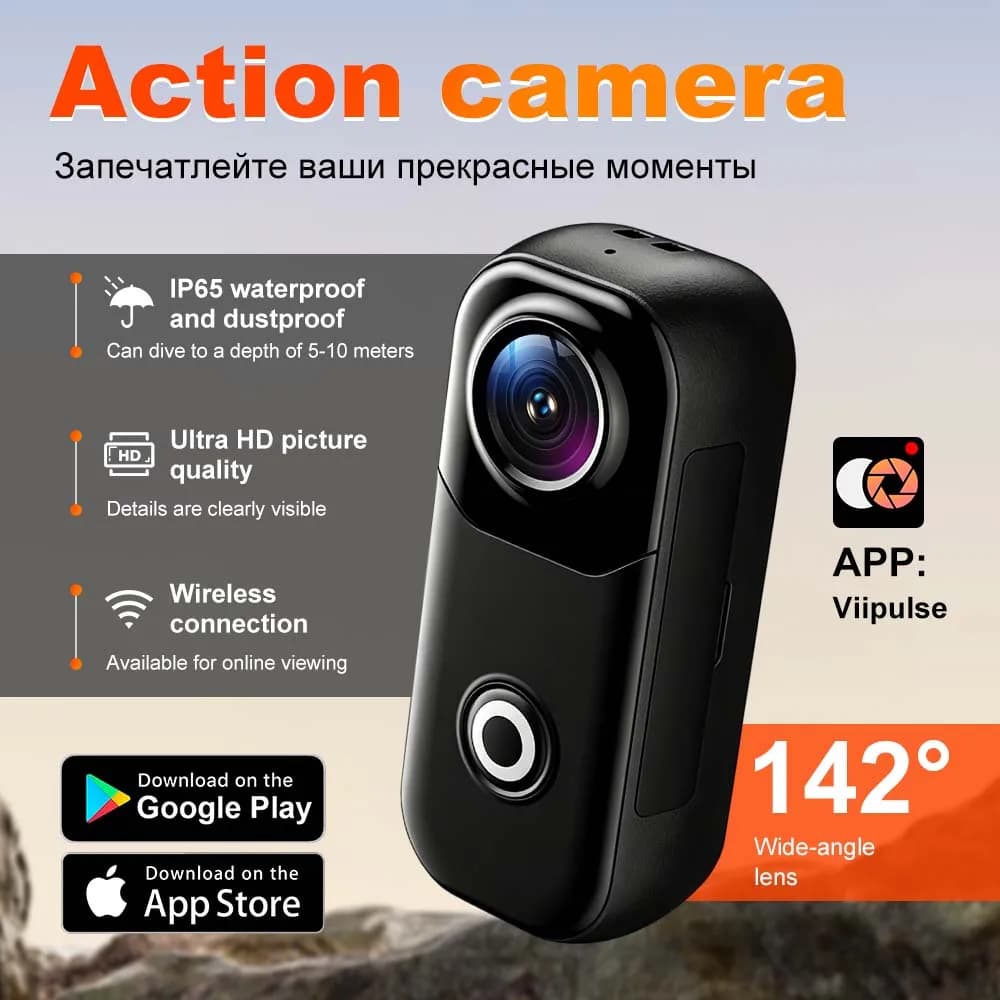 Videocamera Sportiva 4K FHD 1080P per Esterni, da Casco, Moto, Bici, Mini Telecamera d'Azione per Registrazione Video e Sport
