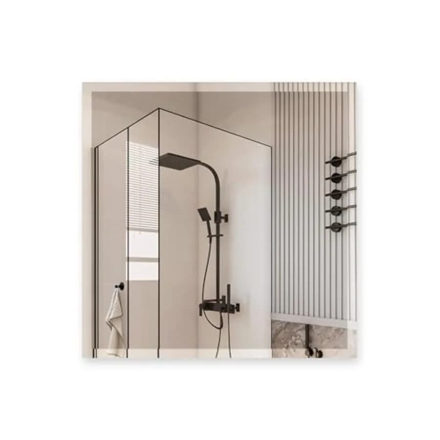 Specchio da Bagno Senza Cornice da 24 Pollici con Bordo Smussato - Vetro Decorativo Infrangibile da Parete con Retro di Sicurezza per