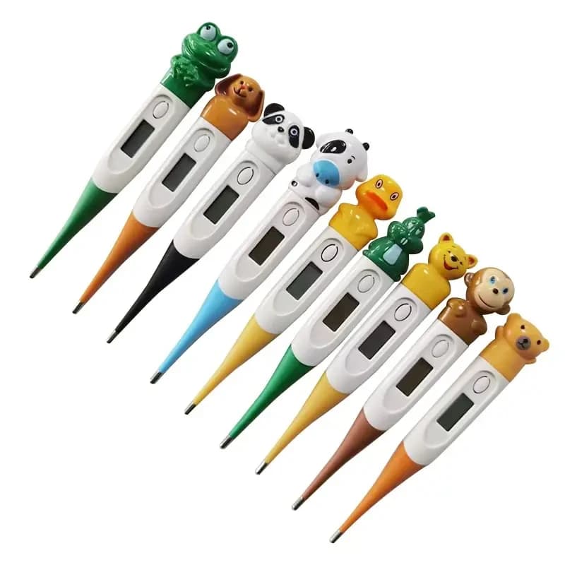 1pc Baby Cartoon Termometro digitale Ascella orale Punta flessibile Impermeabile Design carino Rana Mucca Coniglio Orso Anatra Coniglio Panda Mucca
