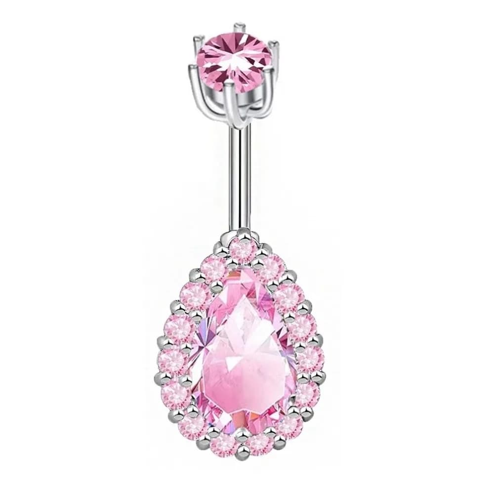 Personality Stainless Steel Zircon Navel Ring Colorful Piercing Belly Button Ring Punk Rhinestone Body Piercing Jewelry Women