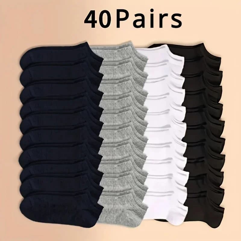 10 o 20 o 40 paia di calzini unisex in cotone solido uomo donna calzini bassi alla caviglia sfusi calzini neri bianchi grigi morbidi e leggeri