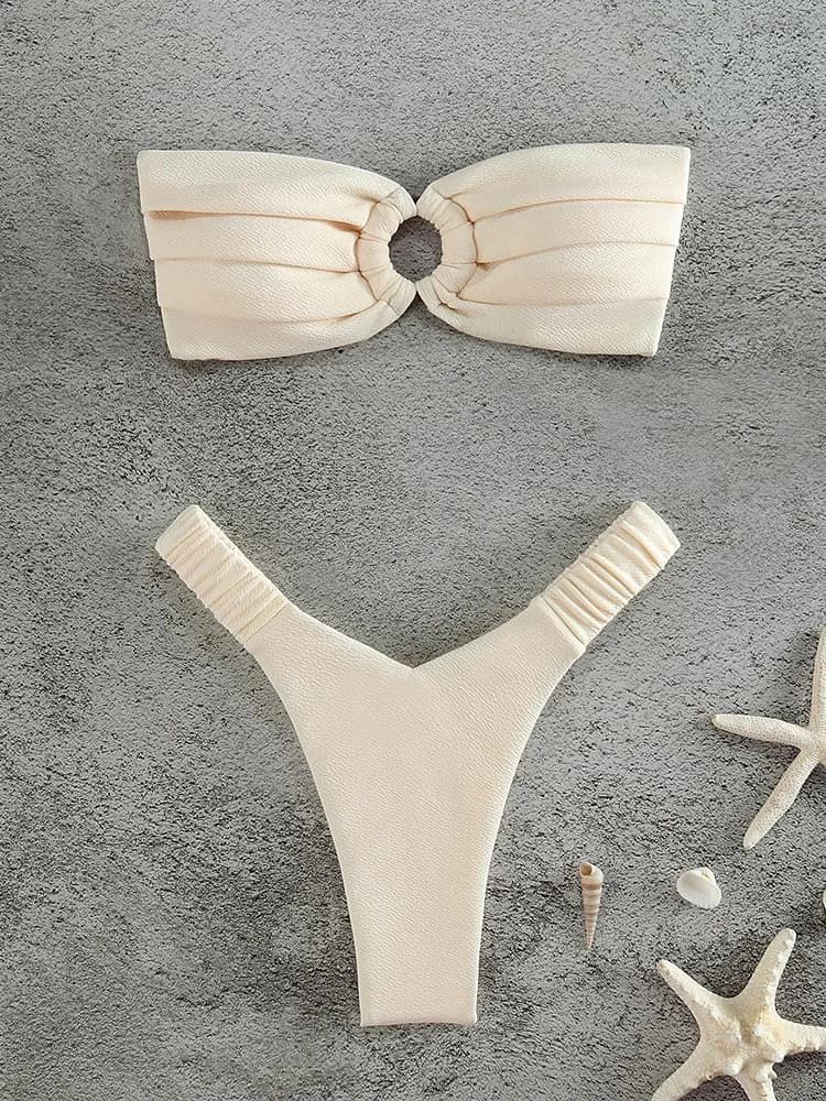 Fashion Solid Color Bikini Set Fashion Beach Sexy Padded Two Piece Swimsuit for Beach Lovers