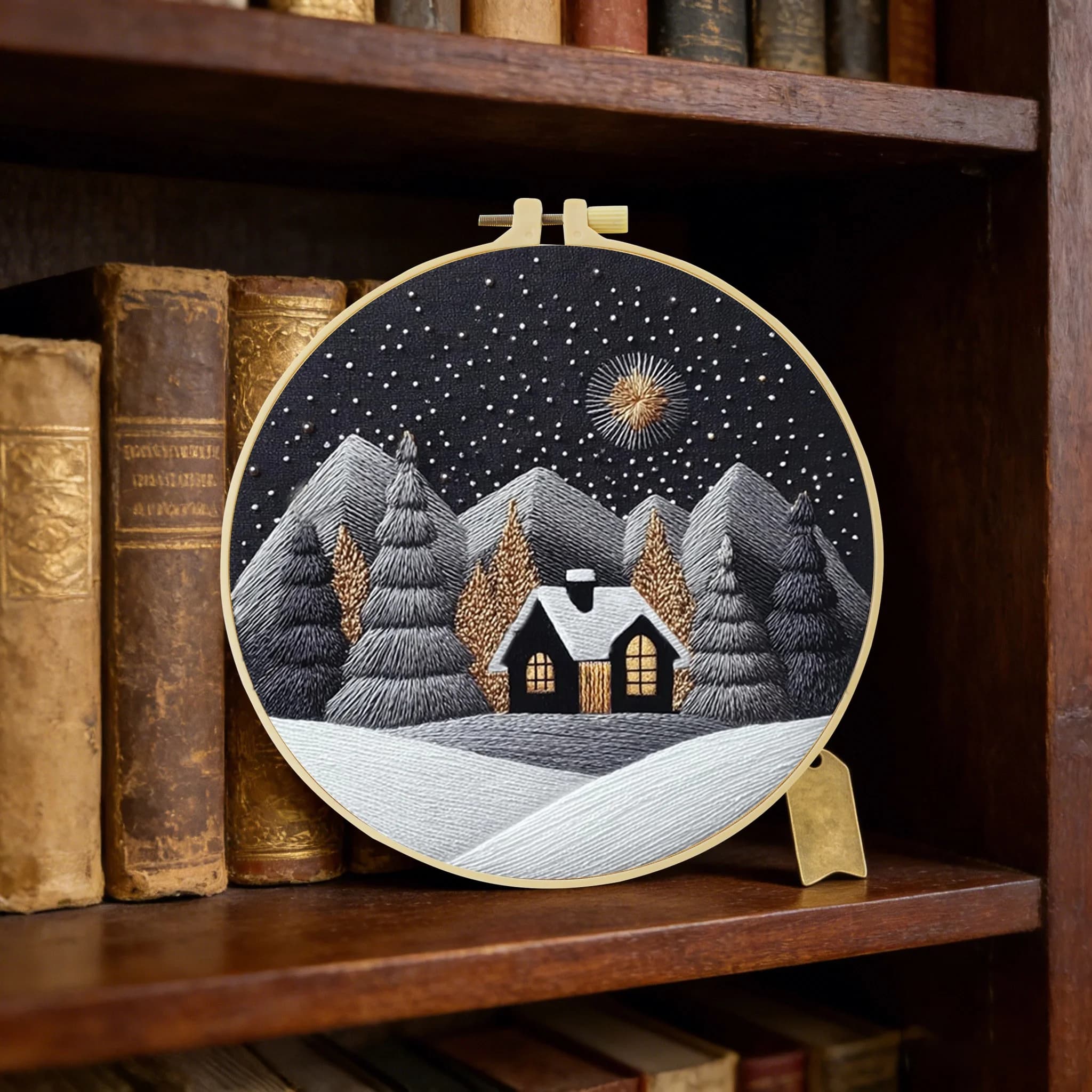 Kit per ricamo a punto croce fai da te con carta idrosolubile effetto neve 20x20cm/15x15cm, ideale come regalo