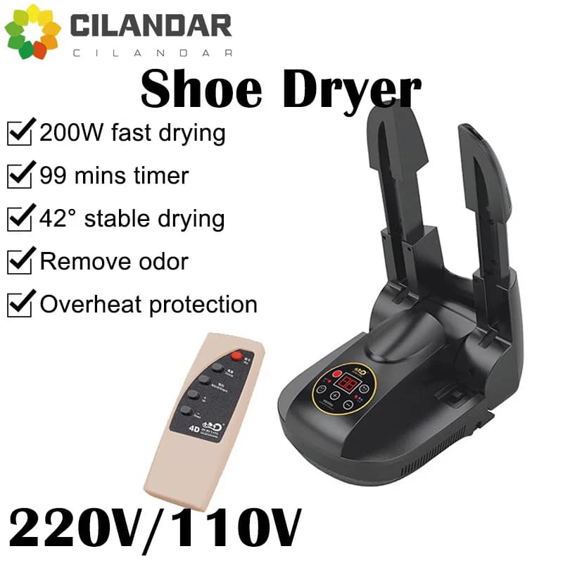 Asciugascarpe Deodorante Temporizzato 220V/110V Retrattile, Asciugatura Rapida, Riscaldatore, Deumidificatore, Scaldapiedi - Dispositivo per la Cura delle Scarpe