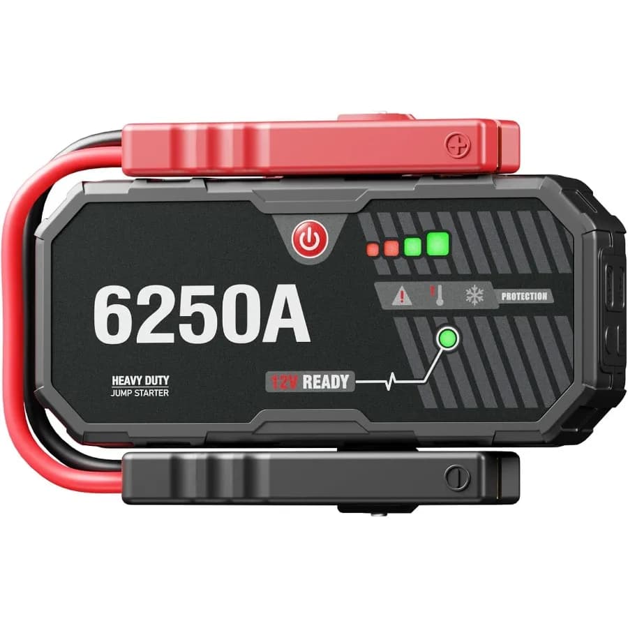 Avviatore di emergenza batteria per auto 6250 Amplificatore di picco 960 Amplificatore di avviamento a freddo 12V Ripetitore batteria automatico con display intelligente per gas 12L e 10L Di