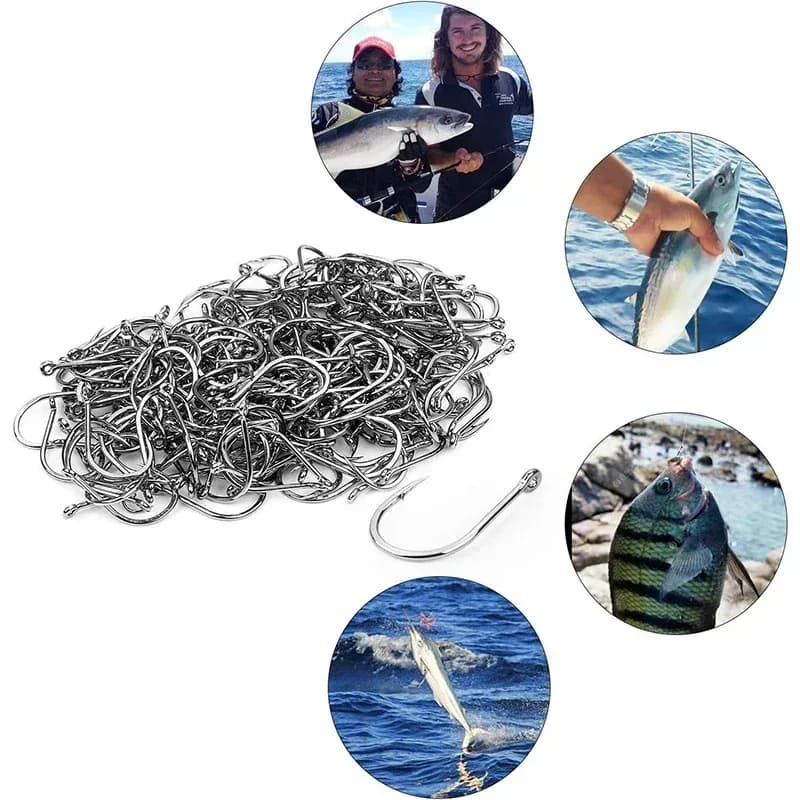 Coal Steel Fishing Ames 3 # -12 # Love to Fishing Club Silver Robust and Sharp with Barba, Portable bait, Fishing equipment 50-1600 Pieces/Scan for Fishing