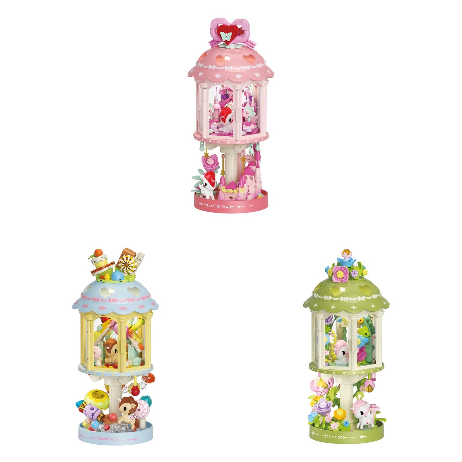 JAKI Forest Castle Lighthouse Building Blocks Set with Light, Night Light, Bedroom Ornament, Model Assembly Toys, Gift for Girls