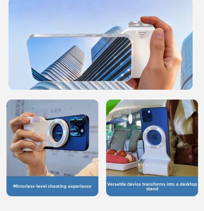 PH-80 MagSafe Impugnatura per Fotocamera Smartphone con Bluetooth, Stabilizzatore per Selfie con Luce di Riempimento per iPhone e Android