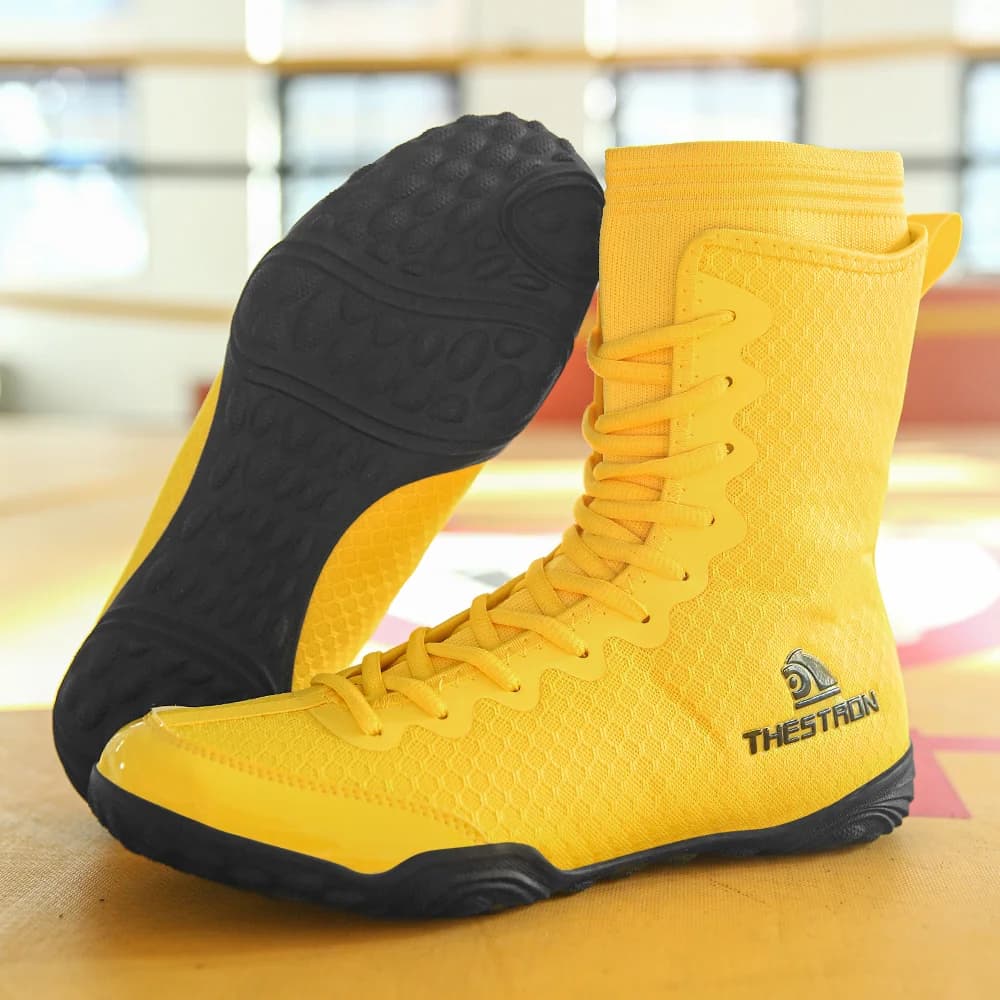 Scarpe da boxe e wrestling alte, traspiranti, antiscivolo, leggere, per allenamento e combattimento, per uomo e donna, calzature sportive da palestra