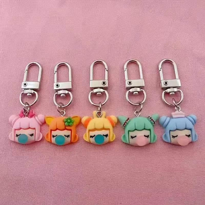 5pcs resin girl keychain, suitable for bags and car accessories, a great gift choice