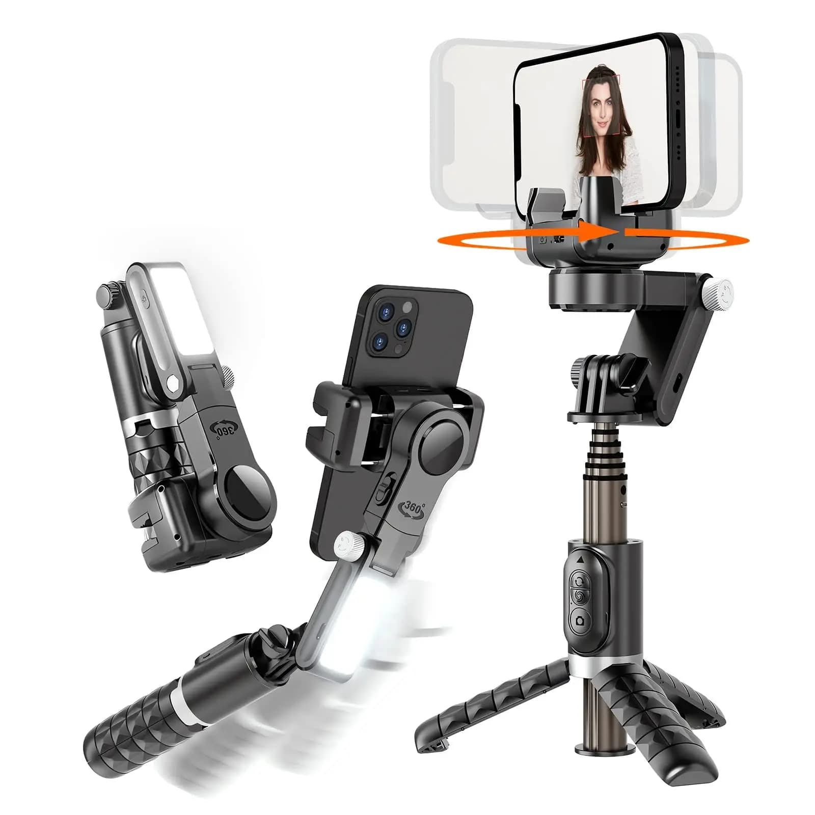 Stabilizzatore cardanico per smartphone con luce di riempimento Selfie stick remoto wireless per iPhone Android Vlogging TikTok YouTube