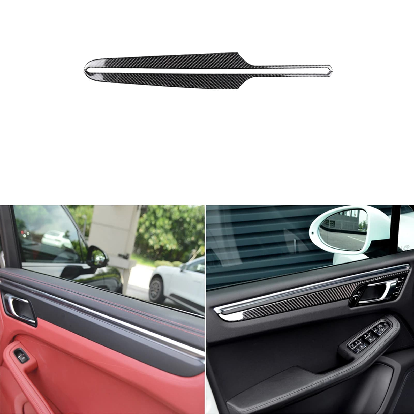 For Porsche Macan 2014-2021 Refit Carbon fiber inner door panel Decorative cover Interior accessories Wall decal