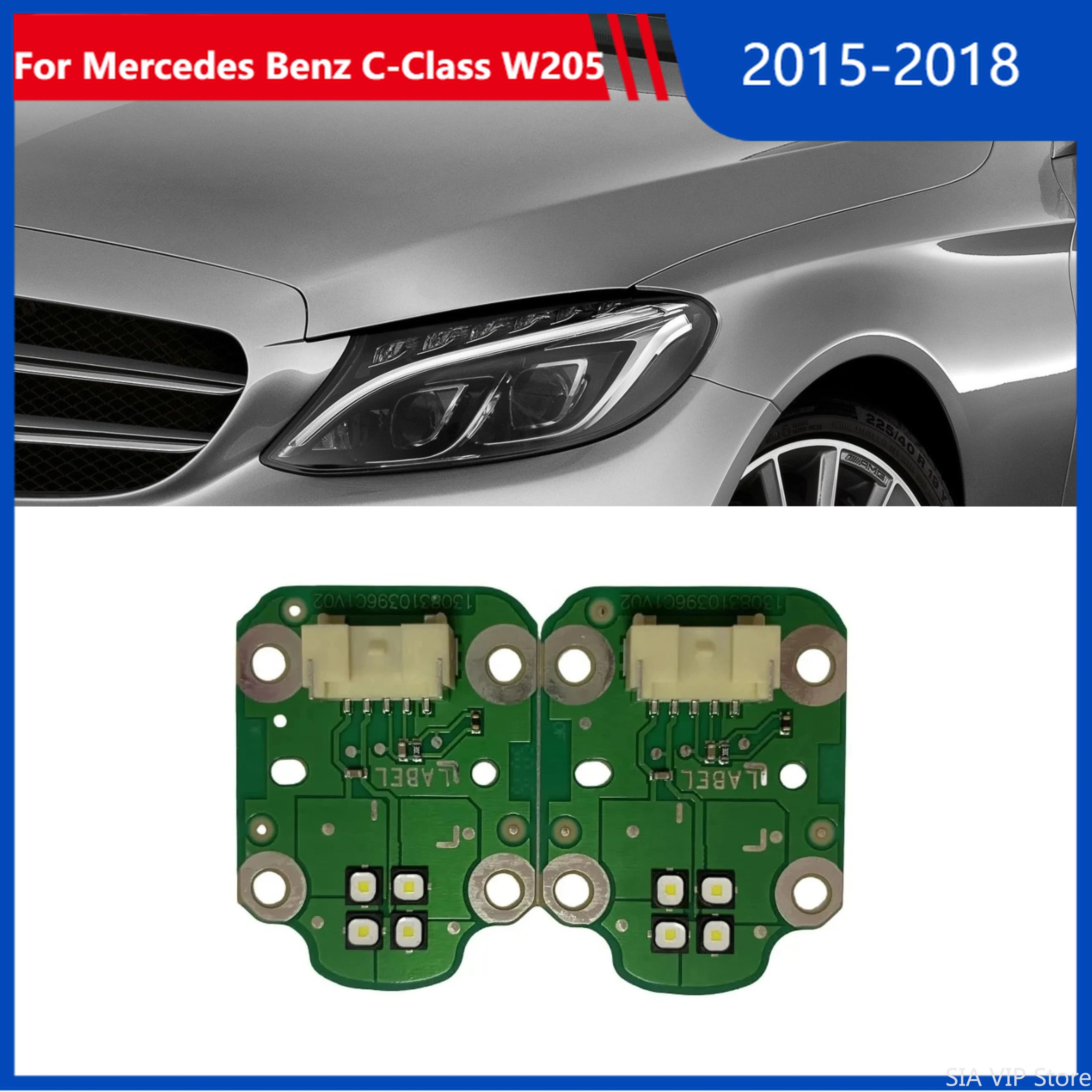 Chip LED DRL bianchi per fari Mercedes Benz Classe C W205 2015-2018, luci diurne A2059060601, faro auto
