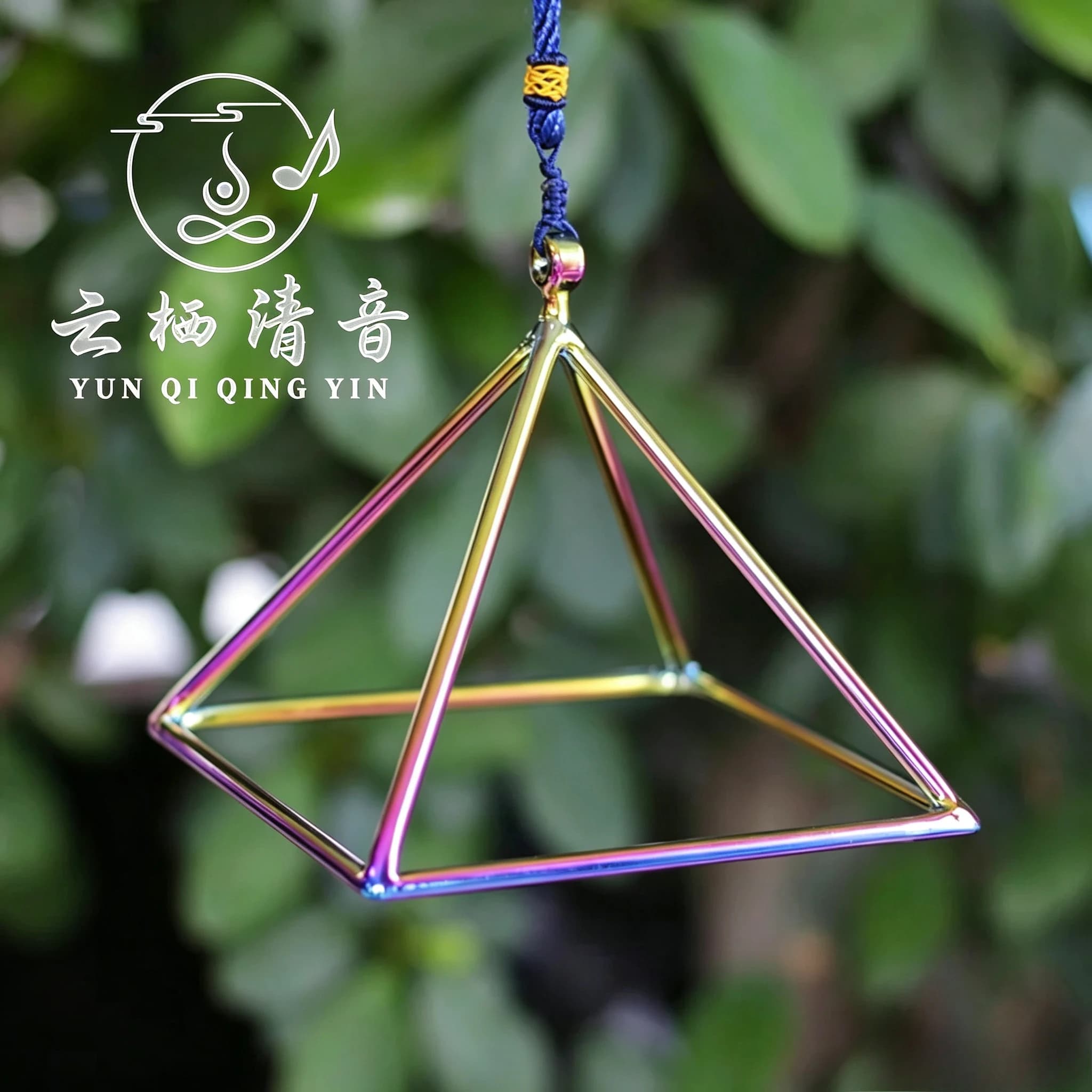 YUN QI QING YIN 5 Inch Colorful Healing Crystal Pyramid Quartz Singing Bowl Sound Therapy Percussion Instrument For Yoga Meditation Spiritual Healing