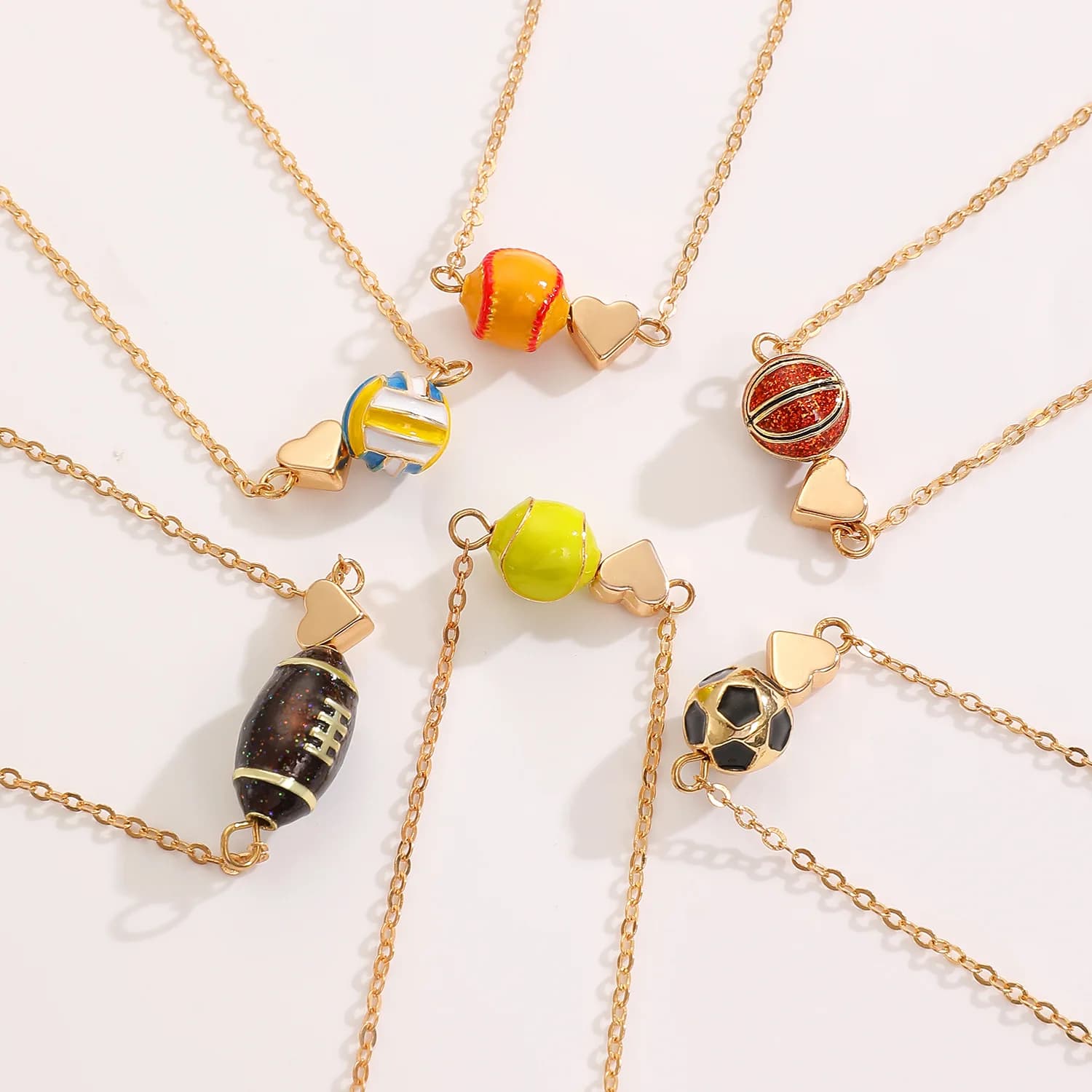 Necklace with pendant creative ball for sports lover Fashion Football Rugby Volleyball Tennis Charms Chain Daily jewelry