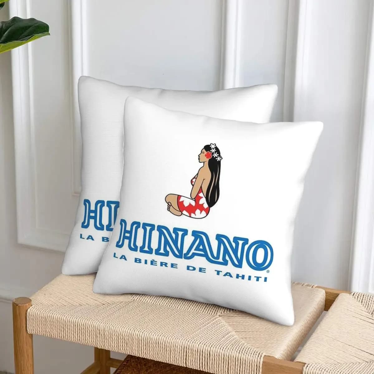 Hinano Tahiti 2 pcs Square Pillowcase Pillow Cover Cushion Zip Decorative Comfort Throw Pillow for Home Car