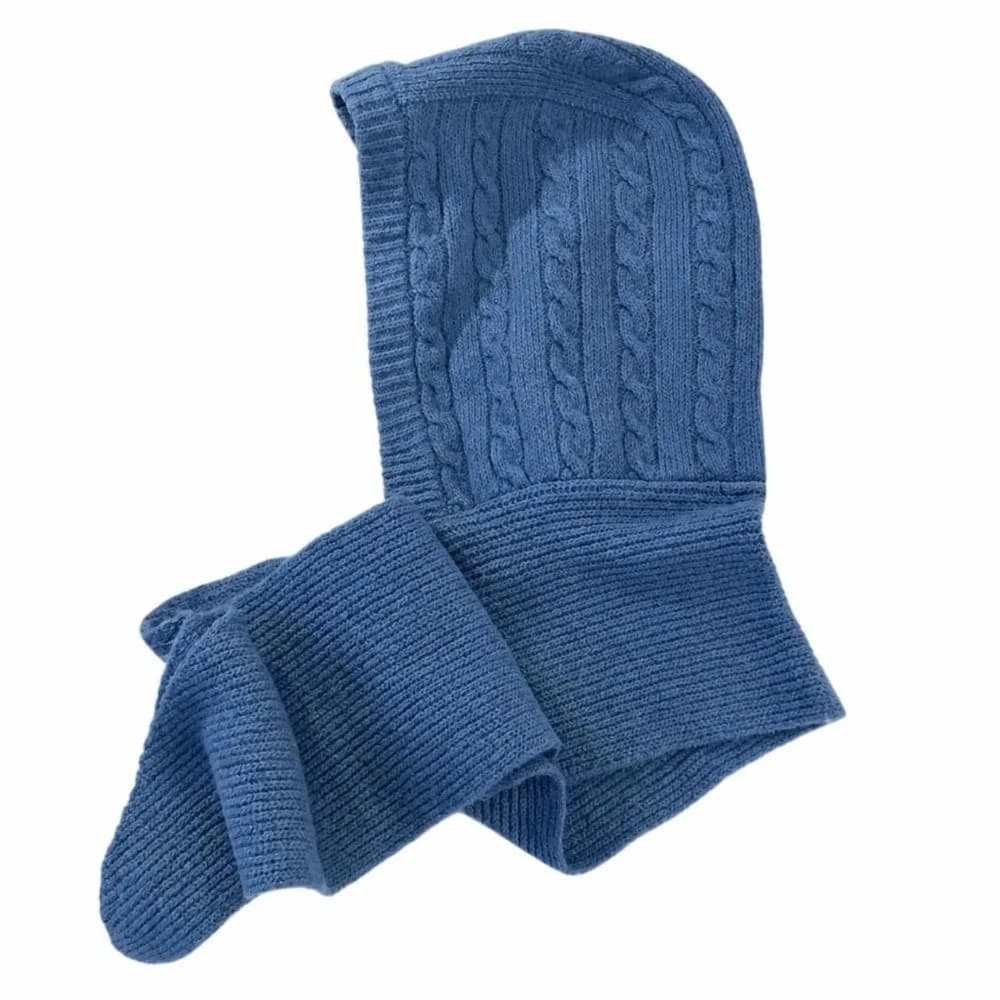 Fashion Thickened Knitted Balaclava Hat Warm Soft Knit One-Piece Hooded Hat Neck Protection Beanie Scarf Cap Women