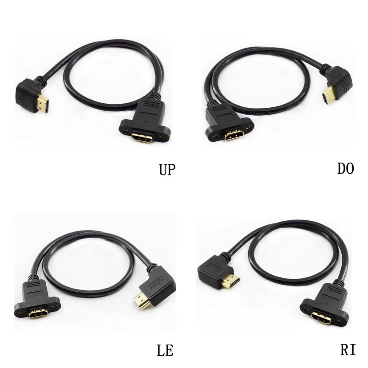HDMI male to female with ears and screw holes, left and right gold-plated elbow extension cable fixed high-definition 4K video s