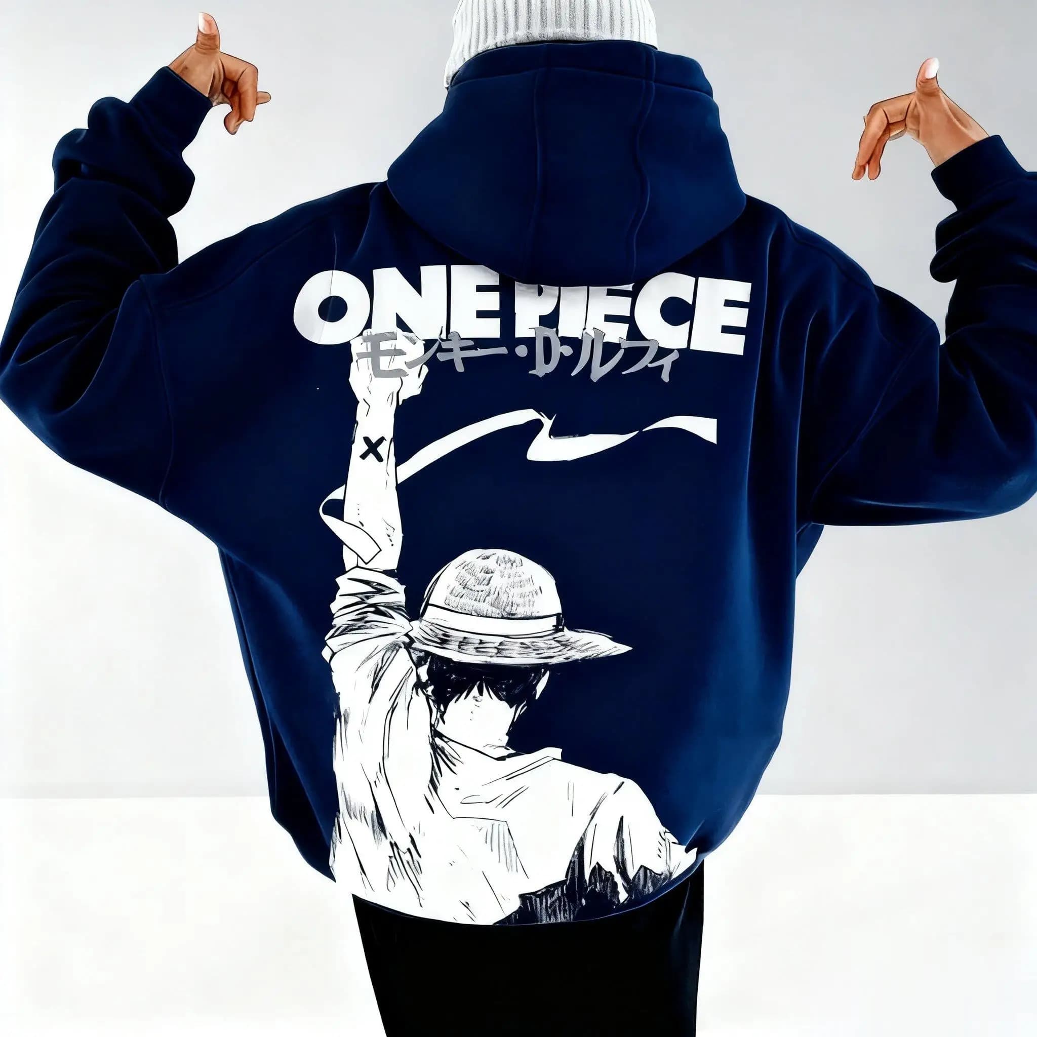 Felpa con cappuccio Anime One Piece uomo donna pullover felpa Rufy stampa grafica oversize casual streetwear Y2k moda autunnale unisex