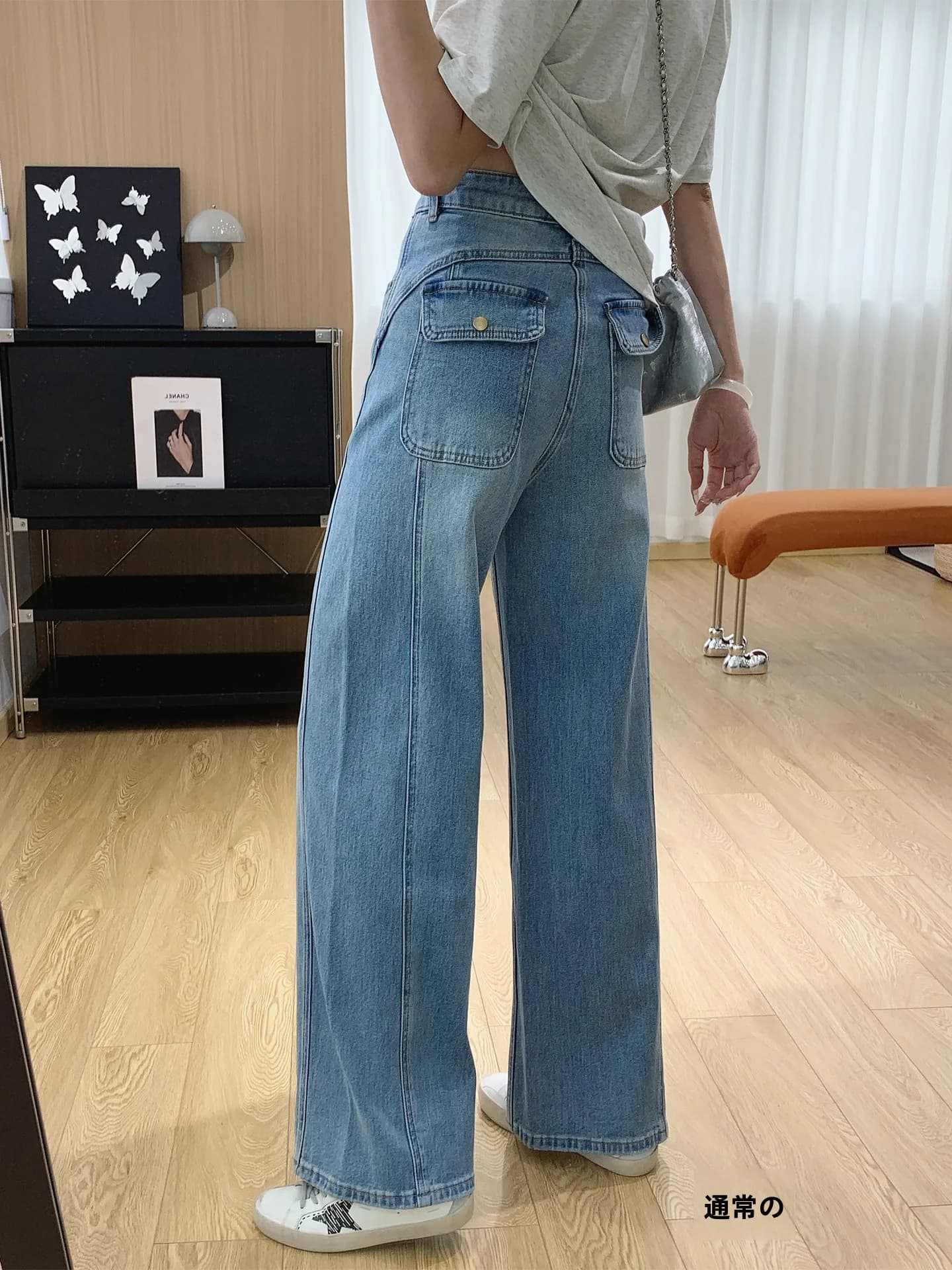High Waist Straight Leg Workwear Denim Pants Women's Spring Summer Loose Wide Leg Jeans Elastic Soft Cotton Zipper