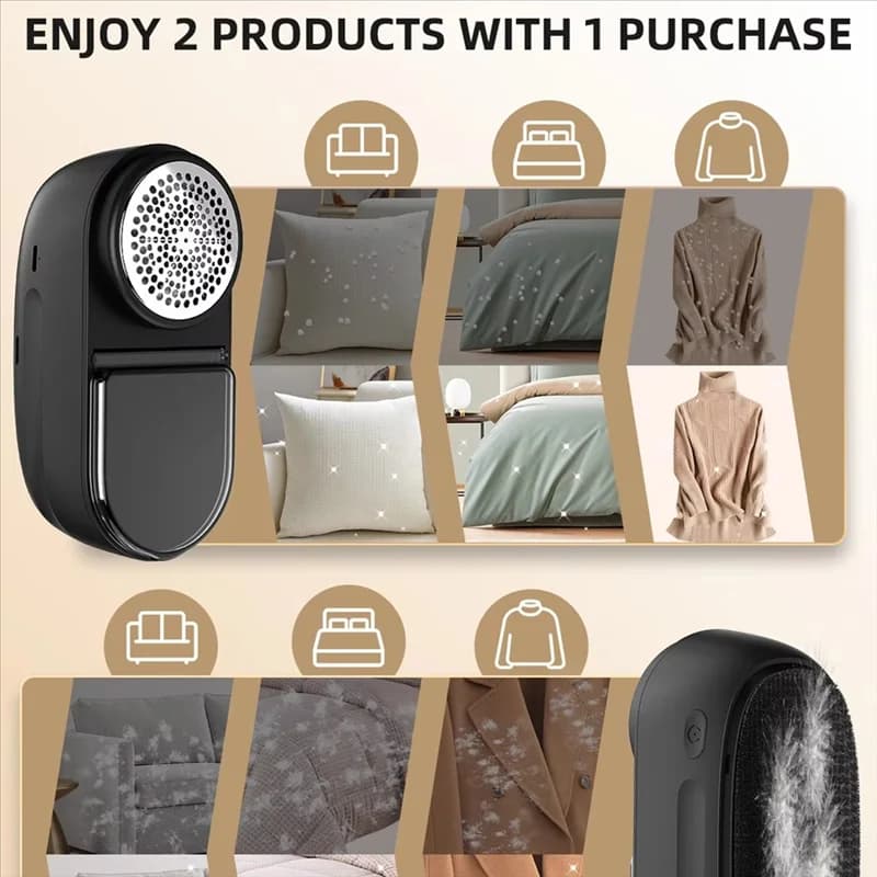 EYFL-2-in-1 Rasoio per tessuti ricaricabile USB per vestiti e mobili Strumento domestico multifunzionale