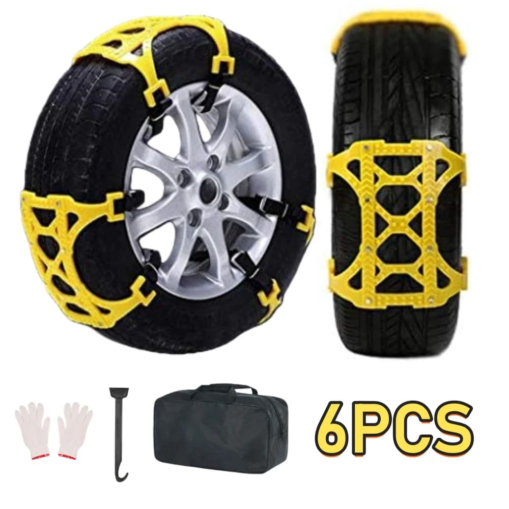 6PCS TPU Catena da neve Patch da 165 a 275 Pneumatico Catena da neve Pneumatico per moto Auto Catena antiscivolo per fascette per ruote per auto
